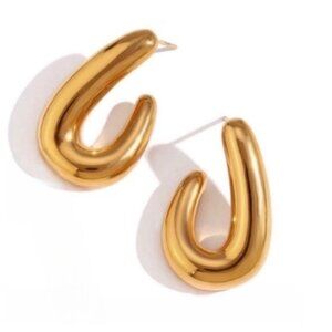 New! Anthropologie Siena Alice Classic 18K Gold Plated Post Earrings NWOT